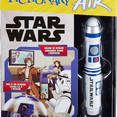 Mattel Games Pictionary Air Star Wars Family Game for Kids & Adults with R2-D2 Light Pen and Themed Picture Clue Cards