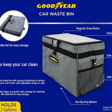 Goodyear Car Waste Trash Bin with Lid