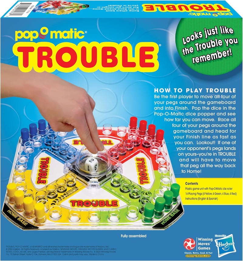Load image into Gallery viewer, Classic Trouble with Retro Artwork and Pop-o-Matic Popper by Winning Moves Games USA, Designed for Kids, Ages 5+ Perfect For An Indoor Interactive Activity (1176), Extra Wide
