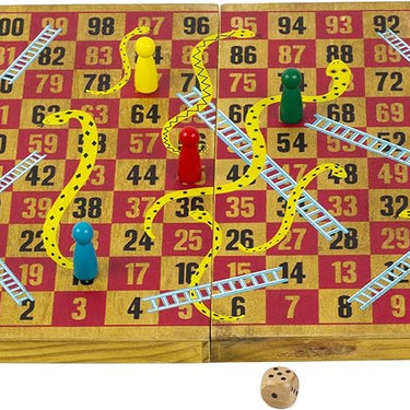 Snakes & Ladders: Handcrafted Wooden Game
