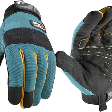 Wells Lamont Men's FX3 Synthetic Leather Touchscreen Hybrid Utility Gloves (Cyan) Size M