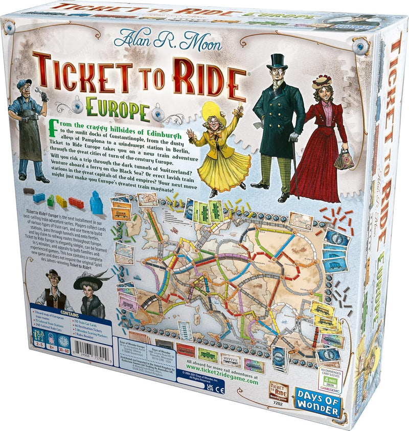 Load image into Gallery viewer, Ticket to Ride Europe Board Game - Embark on a Railway Adventure Across the Continent! Fun Family Strategy Game for Kids &amp; Adults, Ages 8+, 2-5 Players, 30-60 Min Playtime, Made by Days of Wonder
