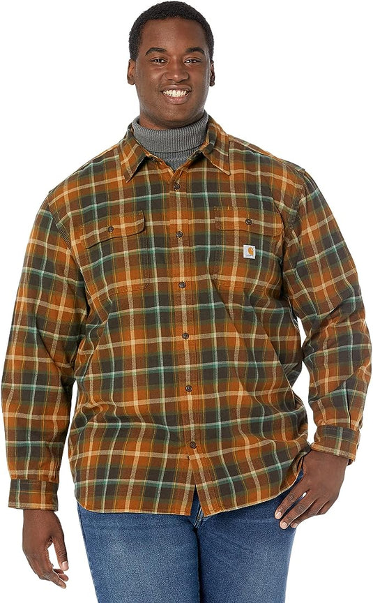 Carhartt Men's 105439 Loose Fit Heavyweight Flannel Long-Sleeve Plaid Shirt Size Med-2XT