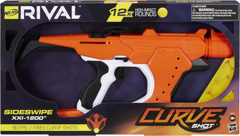 Load image into Gallery viewer, NERF Rival Curve Shot Sideswipe XXI-1200 Blaster Fire Rounds to Curve Left, Right, Downward or Fire Straight 12 Rival Rounds
