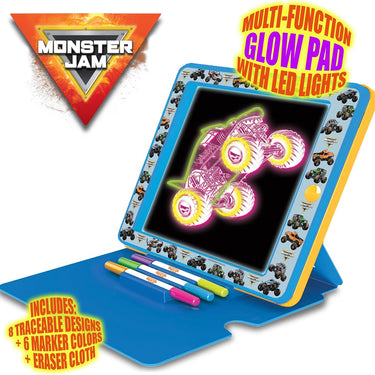 Monster Jam Premium Glow Pad – LED Drawing Pad for Kids with Easel Cover