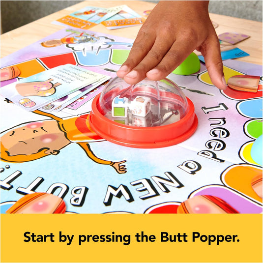 Spin Master Games I Need a New Butt! The Game, Based on The Book with Butt Popper and Butt Cheek Tiles Fun Game for Family Game Night, for Kids Ages 5 and up