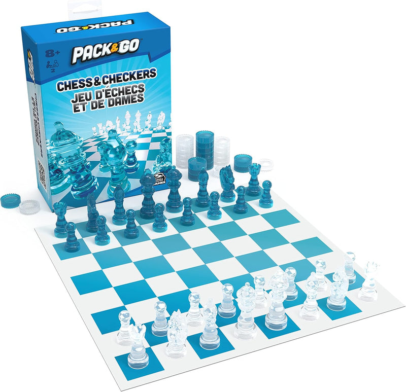 Load image into Gallery viewer, Pack &amp; Go Chess &amp; Checkers Board Game from Spin Master Games Portable 2-Player Games Chess Board Chess Set for Adults and Kids Ages 8 and up
