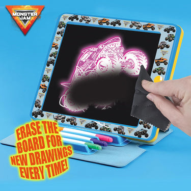 Monster Jam Premium Glow Pad – LED Drawing Pad for Kids with Easel Cover