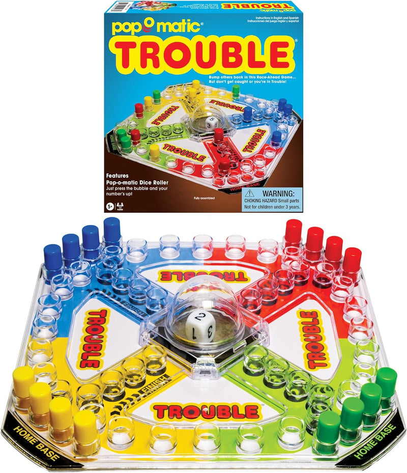 Load image into Gallery viewer, Classic Trouble with Retro Artwork and Pop-o-Matic Popper by Winning Moves Games USA, Designed for Kids, Ages 5+ Perfect For An Indoor Interactive Activity (1176), Extra Wide
