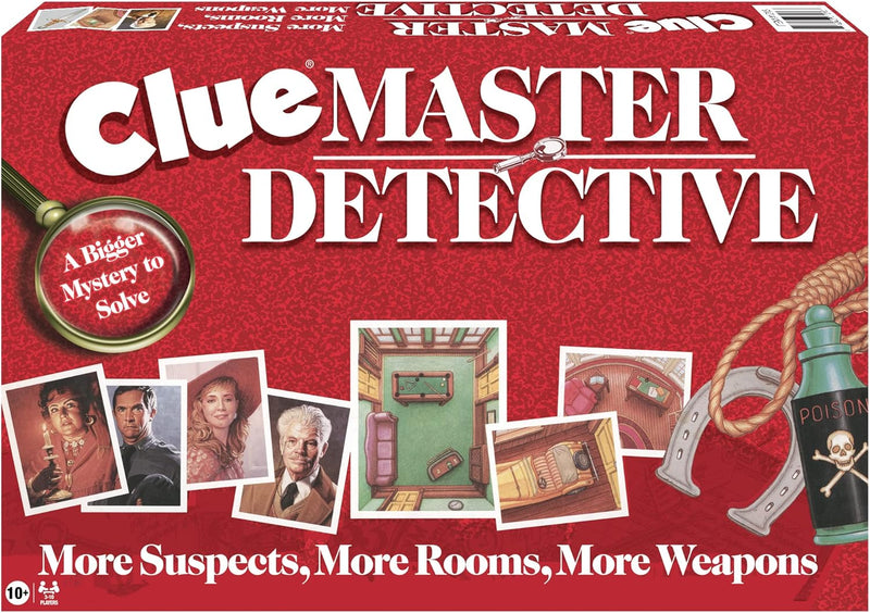 Load image into Gallery viewer, Clue Master Detective With Oversized Brass Tone Metal Weapons by Winning Moves Games USA, Largest Game of Clue Ever, for up to 10 Players, Ages 10 and Up
