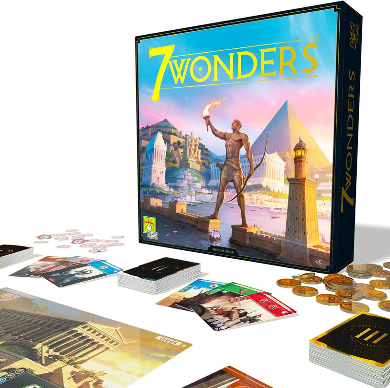 Load image into Gallery viewer, 7 Wonders Board Game BASE GAME (New Edition) for Family | Civilization and Strategy Board Game for Adult Game Night | 3-7 Players | Ages 10+ | Made by Repos Production
