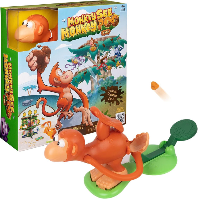 Spin Master Games, Monkey See Monkey Poo, Interactive Monkey Kids Game, Includes Banana-Scented Squishy Dough, Funny Sensory Toy, 2-4 Players, for Ages 4 & Up