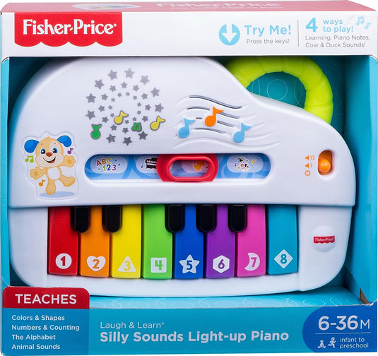 Fisher-Price Laugh & Learn Baby Toy Silly Sounds Light-Up Piano With Learning Content & Music For Ages 6+ Months