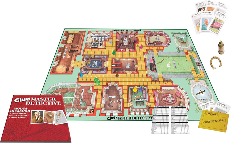 Load image into Gallery viewer, Clue Master Detective With Oversized Brass Tone Metal Weapons by Winning Moves Games USA, Largest Game of Clue Ever, for up to 10 Players, Ages 10 and Up
