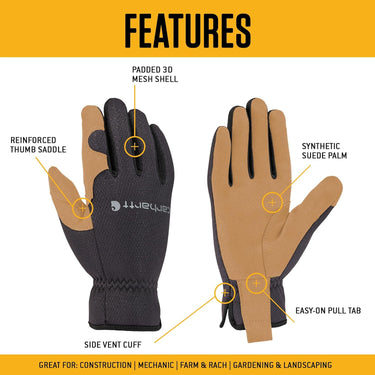 Carhartt Men's Work Flex Spandex Work Glove (Black Barley) Size XL