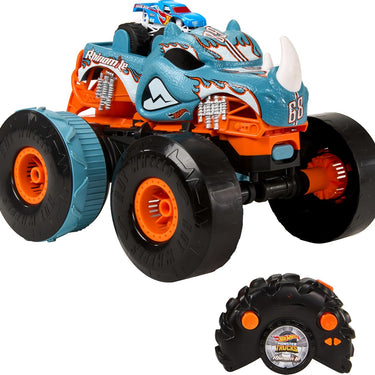 Hot Wheels Monster Trucks HW Transforming Rhinomite RC in 1:12 Scale With 1:64 Scale Toy Truck