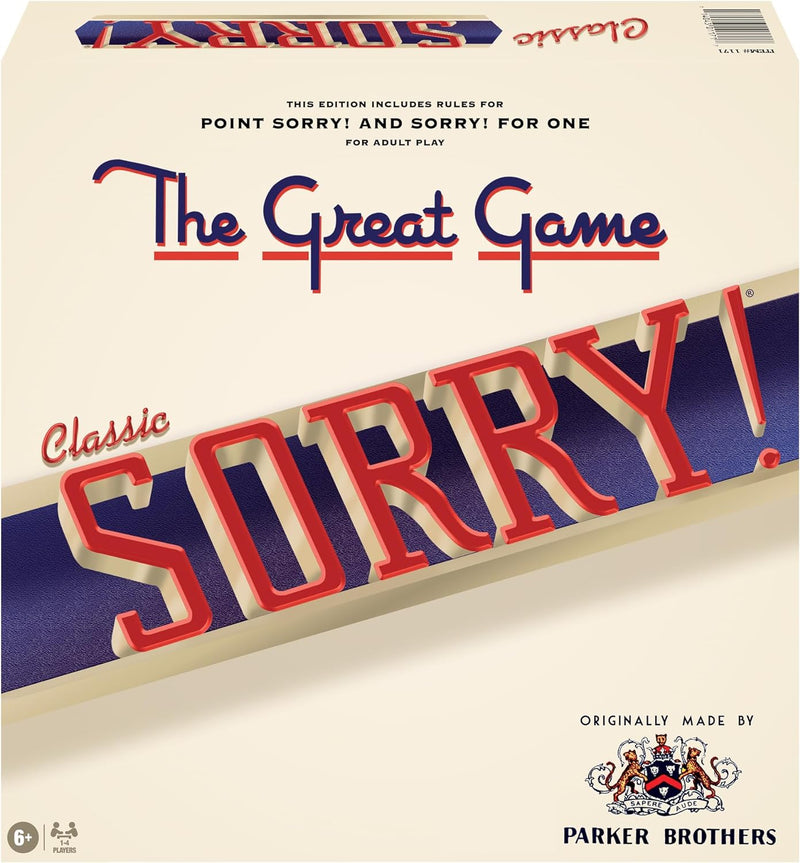 Load image into Gallery viewer, Classic Sorry With Retro Artwork and Components by Winning Moves Games USA, a Family Favorite for almost 100 Years, for 1-4 Players, Ages 6+

