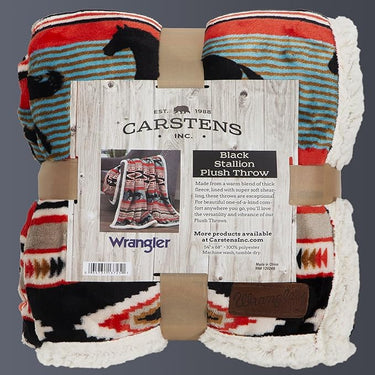 Wrangler Black Stallion Southwestern Plush Sherpa Throw Blanket 54" x 68"