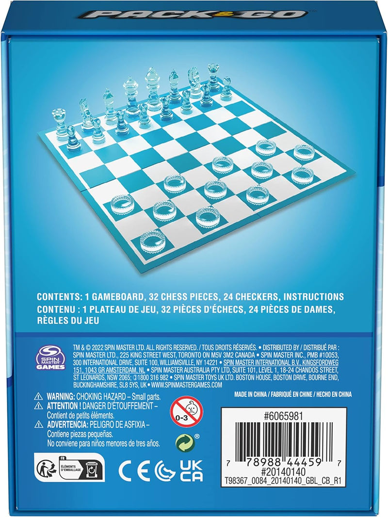 Load image into Gallery viewer, Pack &amp; Go Chess &amp; Checkers Board Game from Spin Master Games Portable 2-Player Games Chess Board Chess Set for Adults and Kids Ages 8 and up
