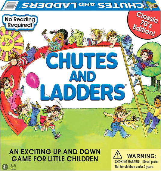 Classic Chutes And Ladders with 1970's Artwork by Winning Moves Games USA for Children Ages 3 and Up, Preschool Games for 2-4 players (1195)