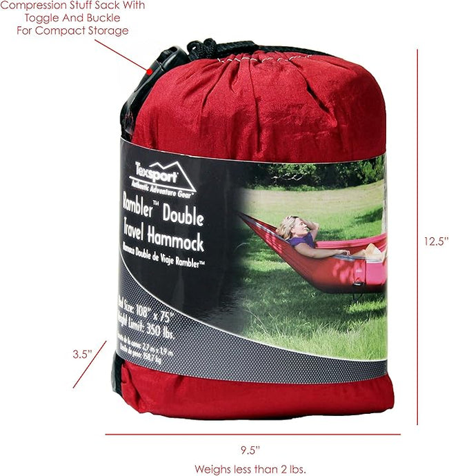 Texsport Rambler Double Classic Hammock Nylon (Red/Grey)