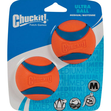 Chuckit! For Dog Blue/Orange Rubber Fetch Ball Ultra Ball Medium 2 pk