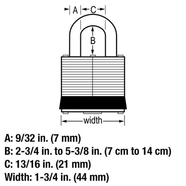 Master Lock 1-3/4 in. W Steel Warded Locking Warded Padlock
