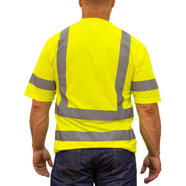 Key ANSI Class 3 Short Sleeve Pocket Tee (Hi-Vis Yellow) Size XL