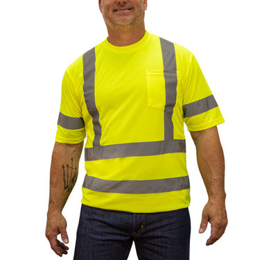 Key ANSI Class 3 Short Sleeve Pocket Tee (Hi-Vis Yellow) Size XL