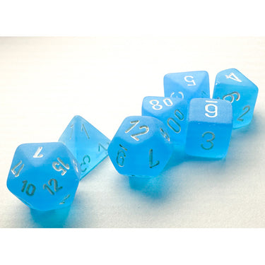 Chessex Manufacturing Mini Frosted Caribbean Blue & White Dice Set - Set of 7