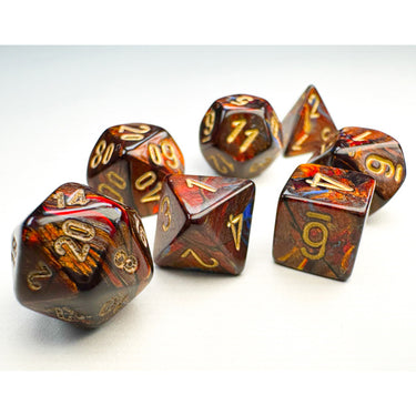 Chessex Manufacturing Mini Scarab Blue Blood & Gold Dice Set - Set of 7