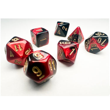 Chessex Manufacturing Mini Gemini Dice Set Black Red & Gold - Set of 7