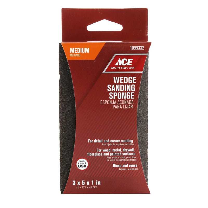 Load image into Gallery viewer, Ace 5 in. L X 3 in. W X 1 in. 80 Grit Medium Wedge Sanding Sponge
