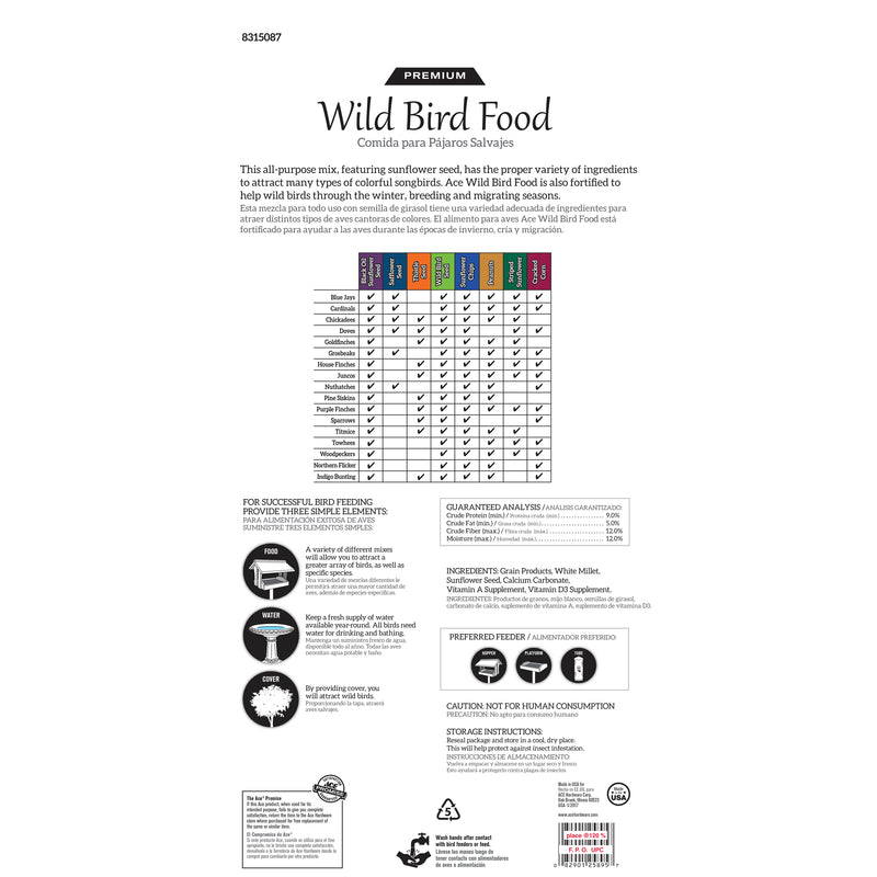 Load image into Gallery viewer, Ace Premium Songbird Grains Wild Bird Food 40 lb
