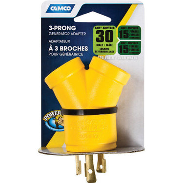 Camco 30 amps RV Generator Outlet Adapter 3 Prong 1 pk