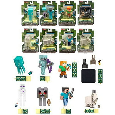 Minecraft Action Figures & Accessories Collection, 3.25-in Scale & Pixelated Design