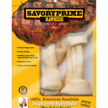 Savory Prime American Supreme Large Adult Knotted Bone Beef Rawhide 8-9 in. L 4 pk