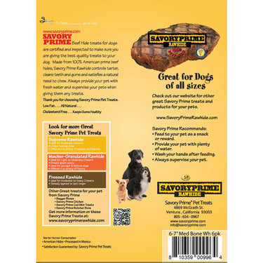 Savory Prime American Supreme Medium Adult Knotted Bone Beef Rawhide 6-7 in. L 6 pk