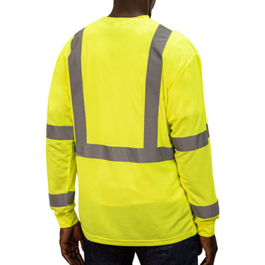 Key ANSI Class 3 Long Sleeve T Shirt with Pocket (Hi-Vis Yellow) Size 3XL
