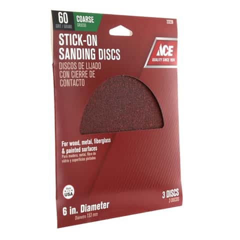 Load image into Gallery viewer, Ace 6 in. Aluminum Oxide Adhesive Sanding Disc 60 Grit Coarse 3 pk
