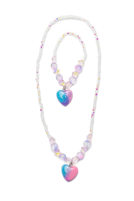 Galaxy Heart Necklace and Bracelet Set