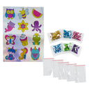 Finished gem sticker designs with bags of colored gems