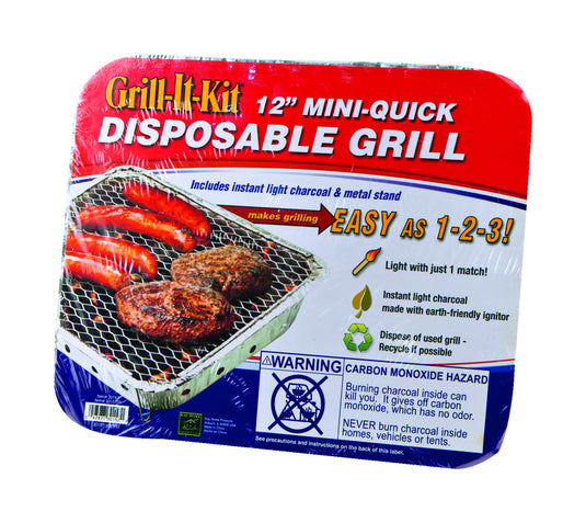 Marsh Allen 12 in. Grill-It-Kit Charcoal Disposable Grill Silver