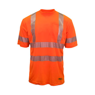 Key ANSI Class 3 Segmented Tape UltraSoft Short Sleeve Pocket Tee (Hi-Vis Orange) Size 3XL