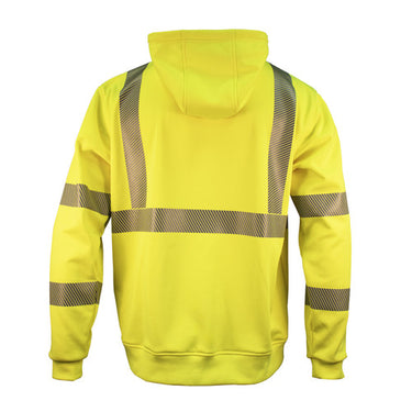 Key ANSI Class 3 Hi-Vis Segmented Tape Fleece Pullover Hoodie (Hi-Vis Yellow) Size