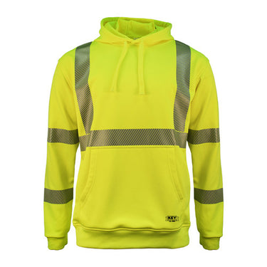 Key ANSI Class 3 Hi-Vis Segmented Tape Fleece Pullover Hoodie (Hi-Vis Yellow) Size