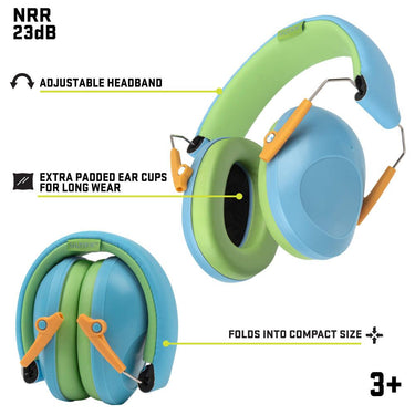 ULTRX Children's Passive Hearing Earmuff (Light Blue/Green)