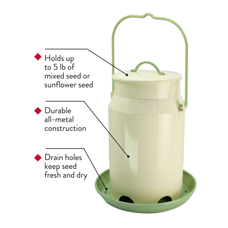 Load image into Gallery viewer, Perky-Pet Wild Bird 5 lb Metal Milk Pail Bird Feeder 5 ports
