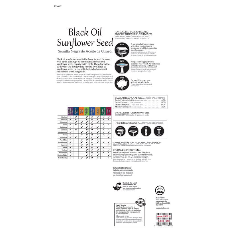 Load image into Gallery viewer, Ace Songbird Black Oil Sunflower Seed Wild Bird Food 10 lb
