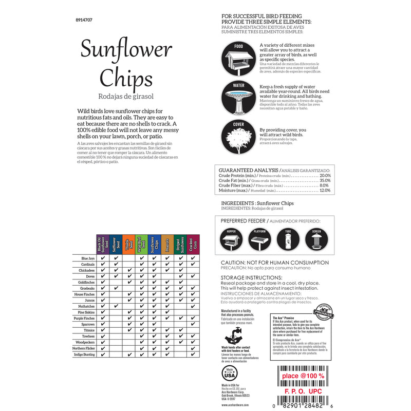 Load image into Gallery viewer, Ace Assorted Species Sunflower Sunflower Chips 3 lb
